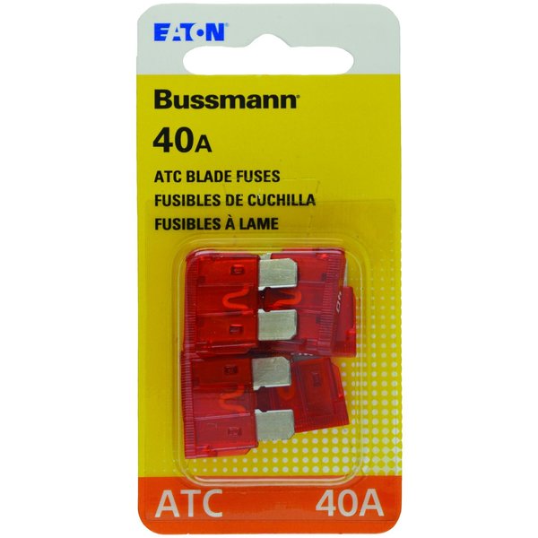 Eaton Bussmann Automotive Fuse, ATC Series, 40A, 32V DC, Non-Indicating, 5 PK BP/ATC-40-RP